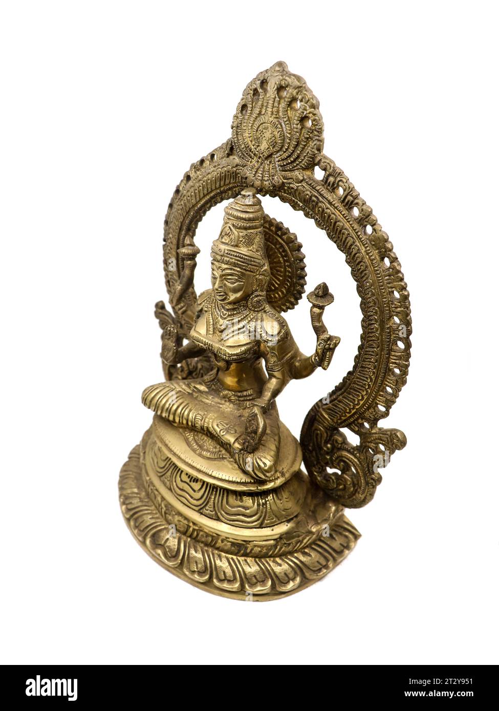 hindu goddess lakshmi with multiple hands blessing in a sitting