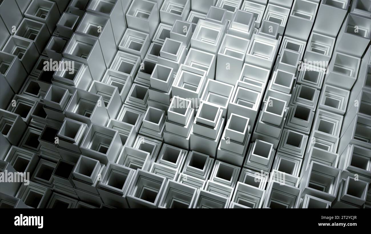 Circular waves of geometric surface. Design. Ripples of square columns ...