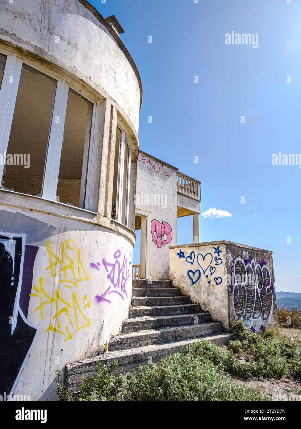 Derelict villal in the mountains of northern Corfu above Paleokastritsa - Ionian Islands Greece Stock Photo
