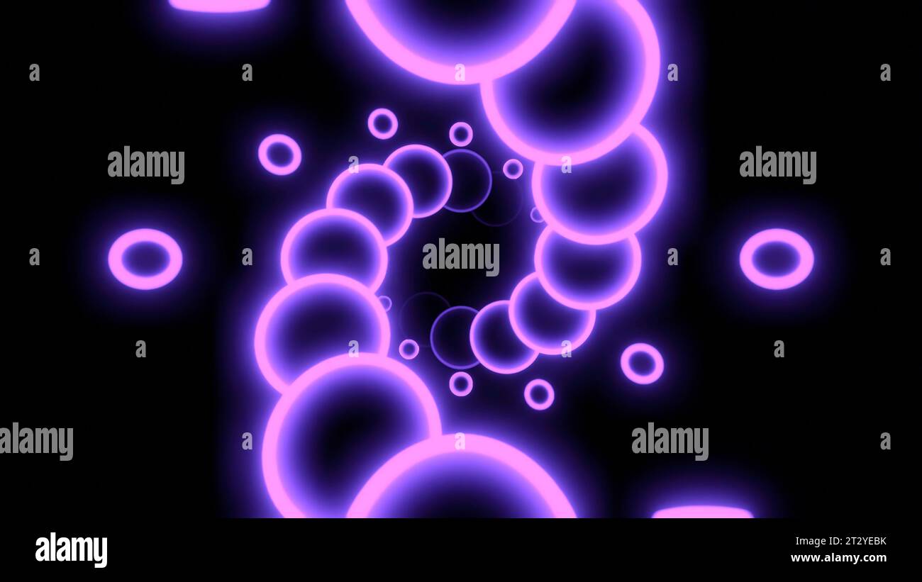 Glowing 3d spiral of balls. Design. Neon circles move in spiral stream ...