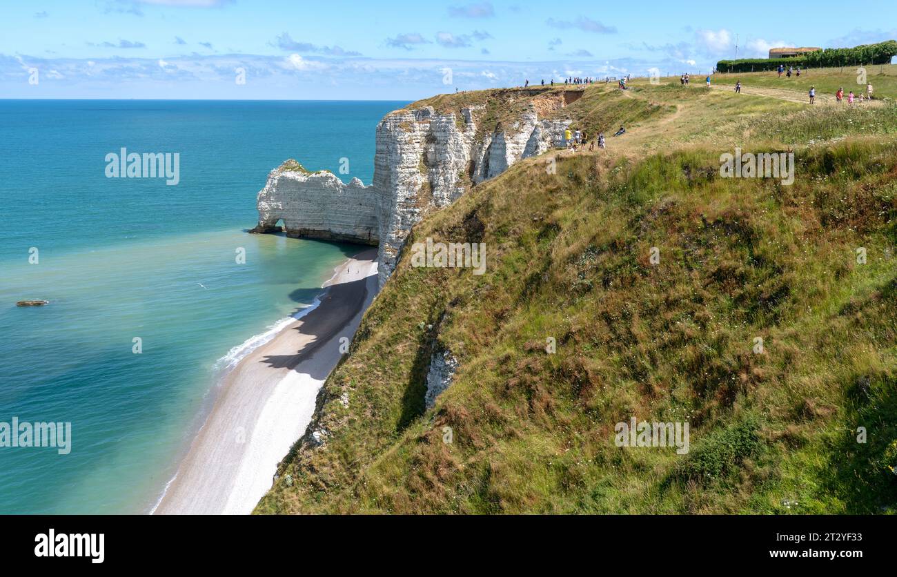 Beautiful white chalk cliffs near Etretat in Normandy. France