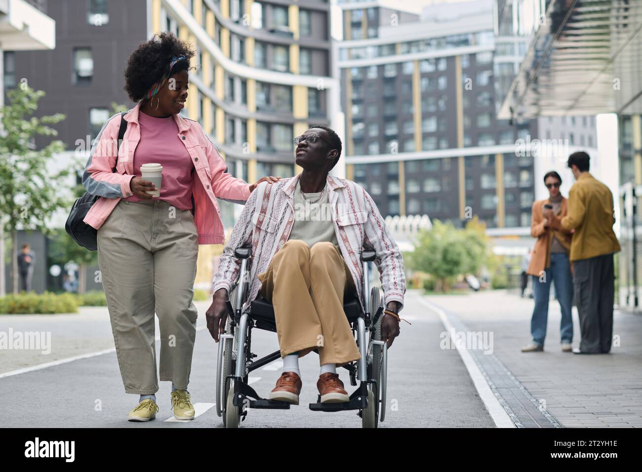 African American young couple walking together in the city Stock Photo