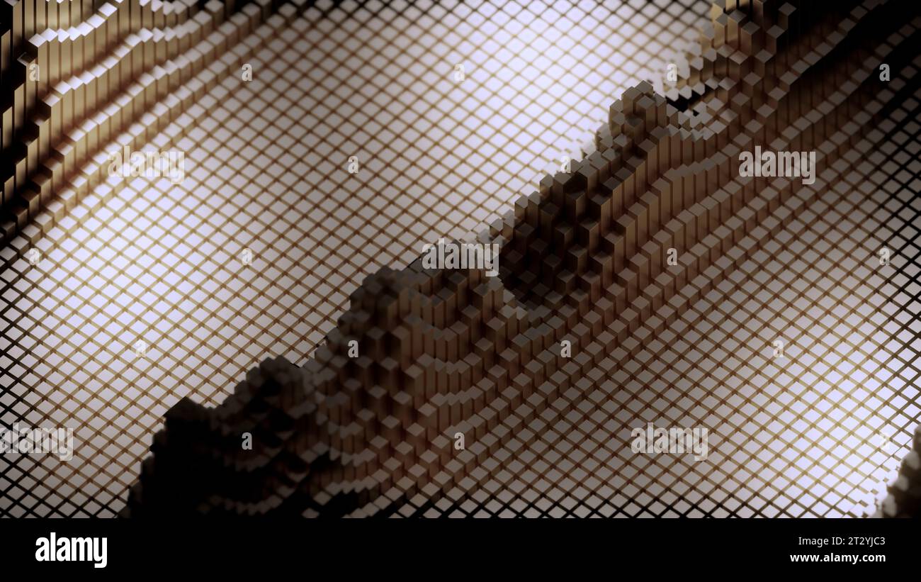 Abstract stack of cubes with central wave. Design. Technology simple ...