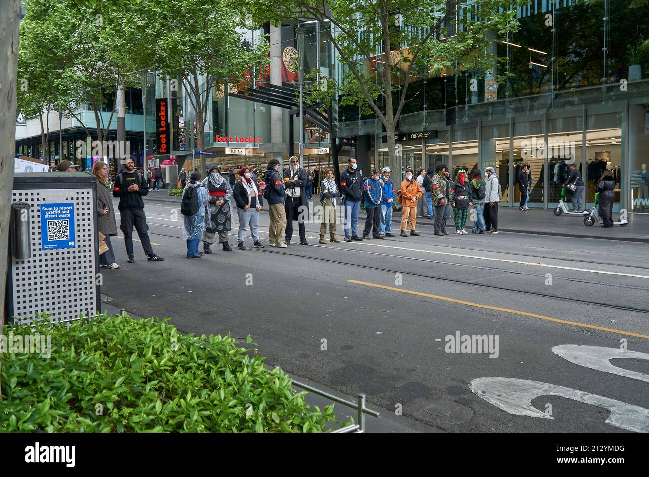 22nd October 2023 Melbourne Victoria Australia Pro Palistinian Protesters blocking Swanston Street Stock Photo