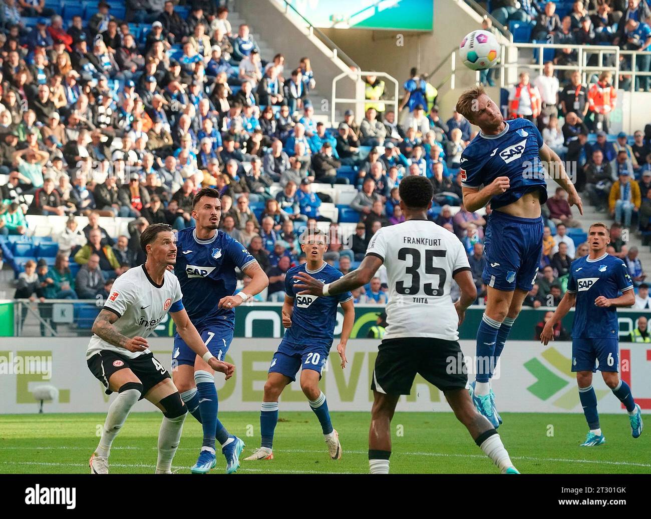 Sinsheim, Germany. 18th Oct, 2013. Hoffenheim's Kai Herdling (R) and  Leverkusen's Sebastian Boenisch debate after the Bundesliga soccer match  between 1899 Hoffenheim and Bayer Leverkusen at Rhein-Neckar-Arena in  Sinsheim, Germany, 18 October