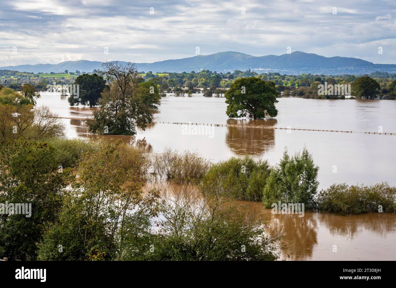 River Severn floodplain in flood near Worcester Stock Photo Alamy