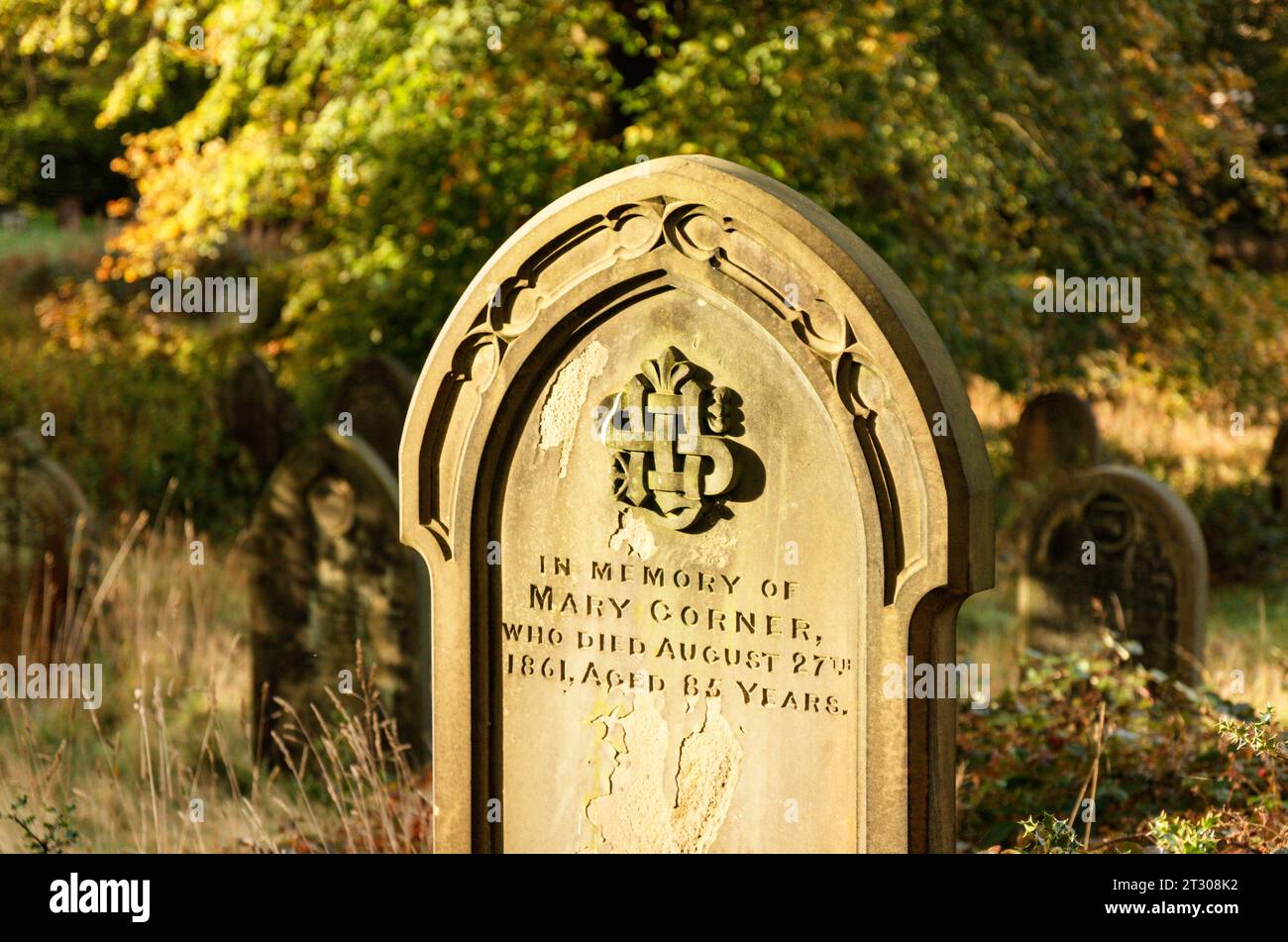 Victorian gravestone at Blackburn Cemetery Stock Photo