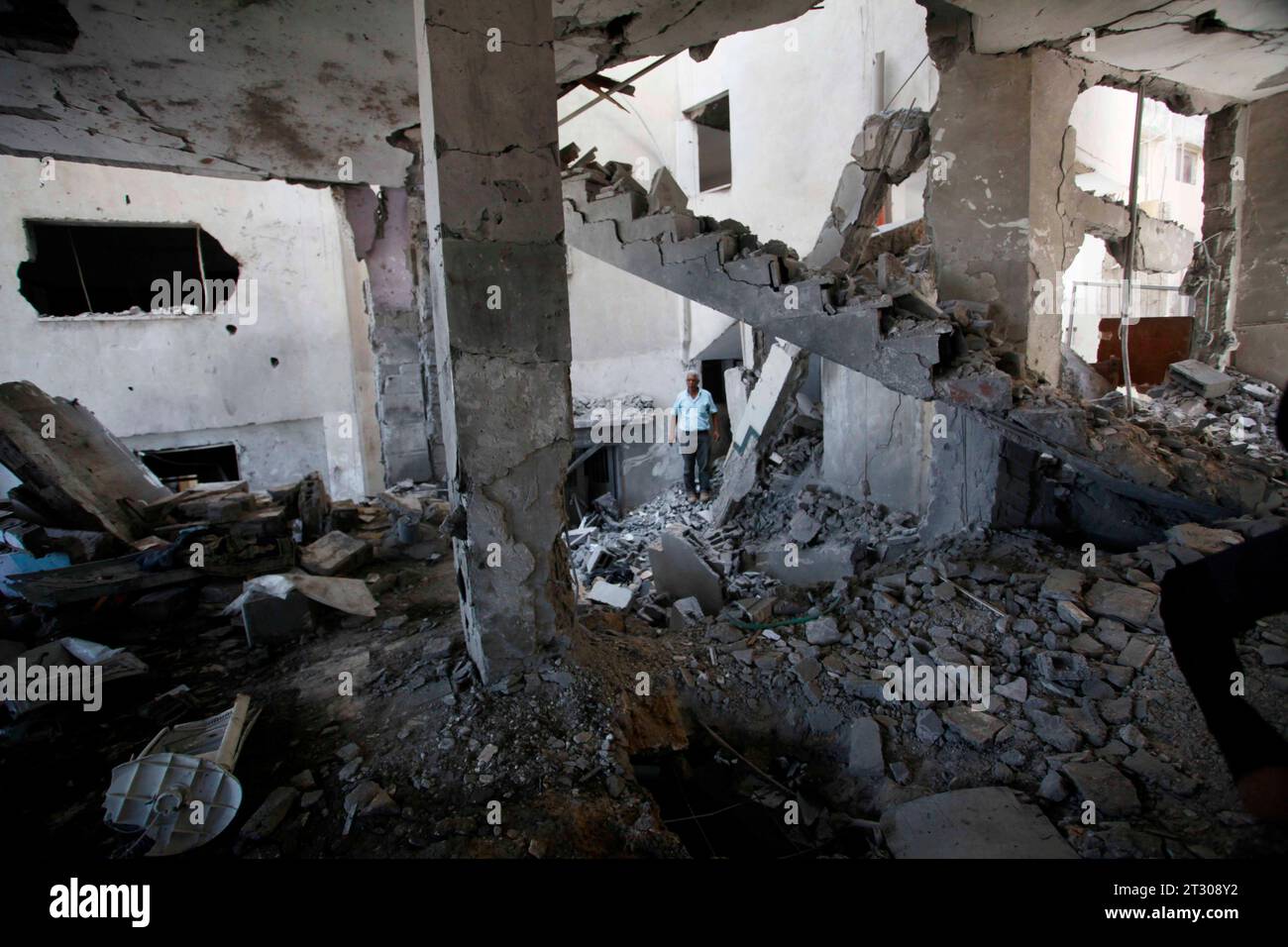 Jenin Checkpoint People check the damage inside a building in the occupied West Bank ...