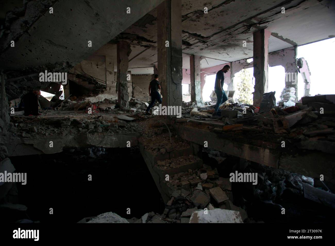 Jenin Checkpoint People check the damage inside a building in the occupied West Bank ...