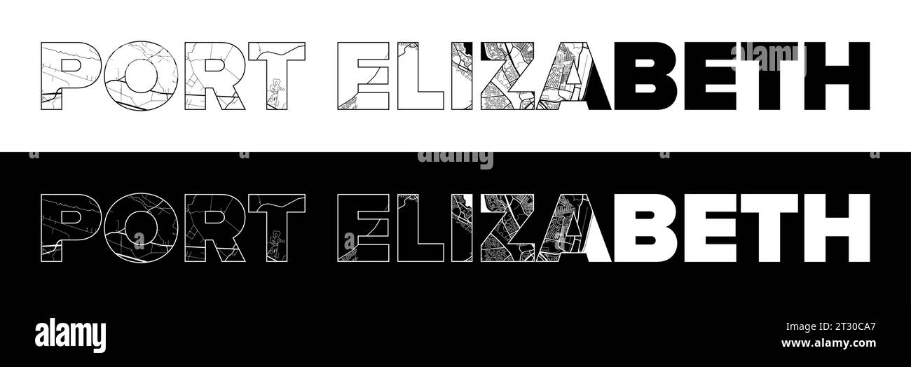 Port Elizabeth City Name (South Africa, Africa) with black white city