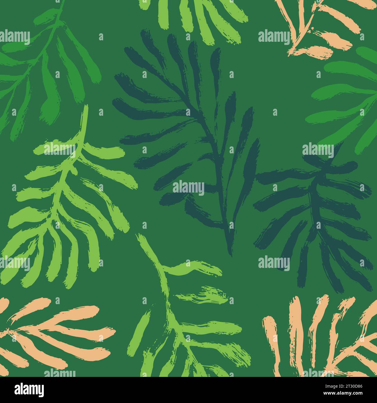 Green Tropic Leaves and Branches Seamless Pattern Stock Vector Image ...