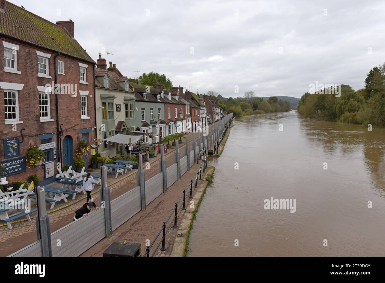 Bewdley, Worcestershire, 22nd October 2023. Flood barriers have been