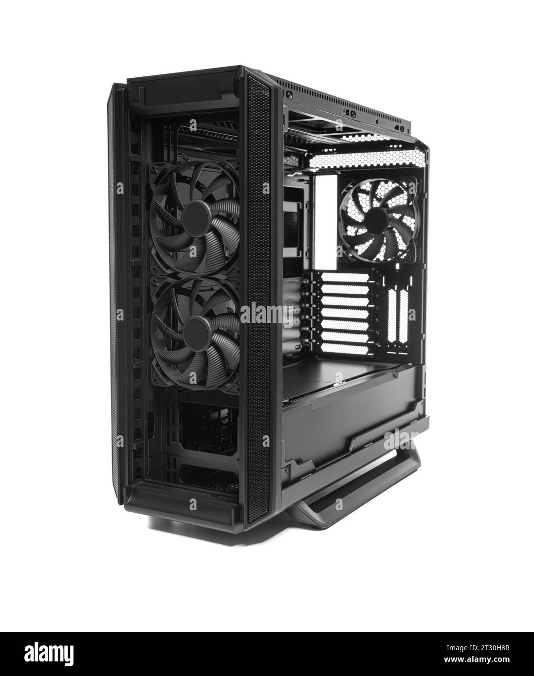 Open system unit case with fans of a personal computer. Stock Photo