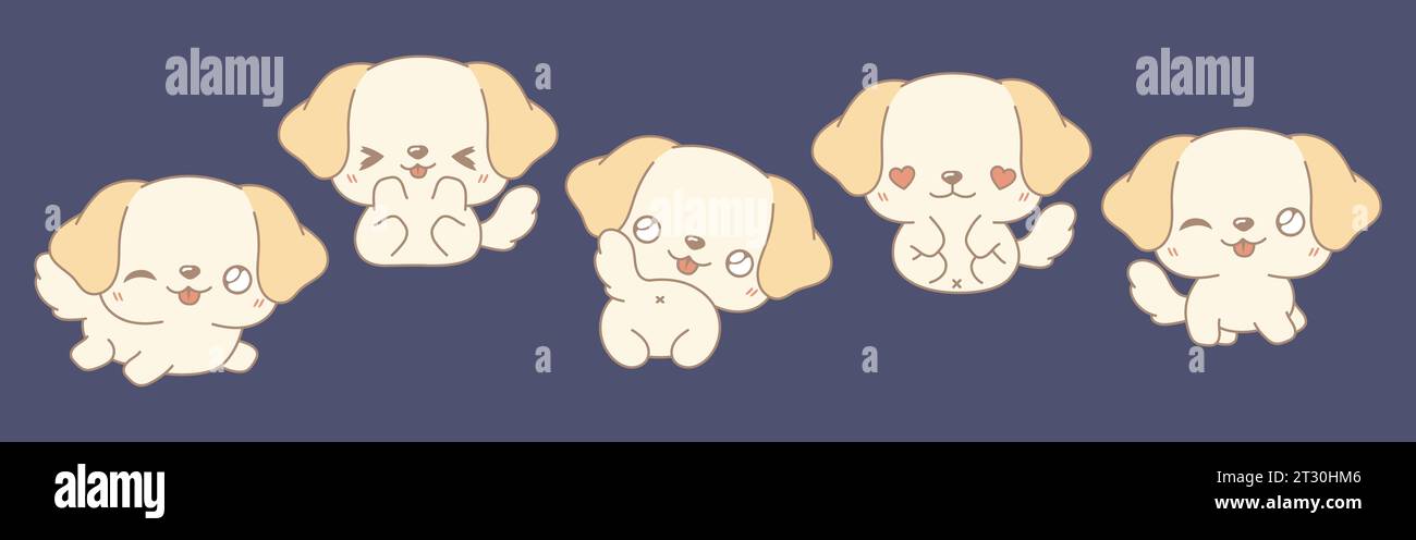 Set of Kawaii Isolated Labrador Retriever Dog. Collection of Vector ...