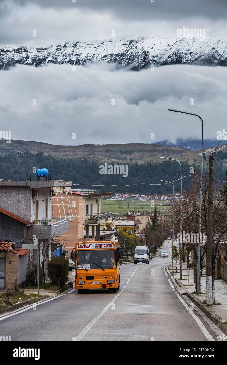 7.03.2023. Albania, Gjirokaster. Iveco 316 Menarini on urban route. Stock Photo
