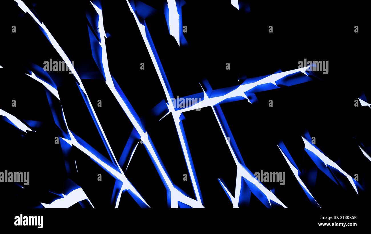 Black background with drawings. Design. Green and blue laser beams made
