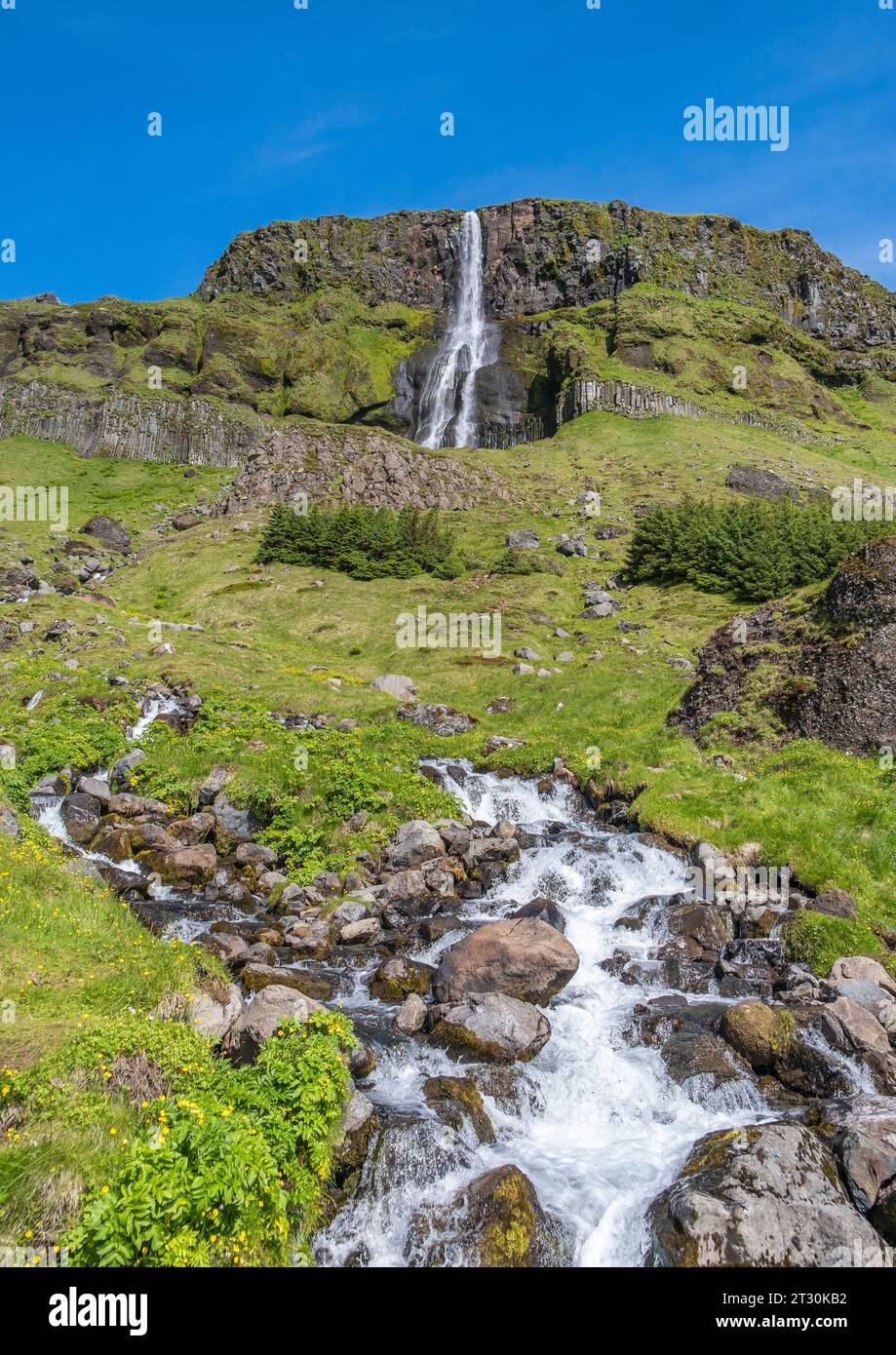 Bjarnarfoss waterfall located in the southern part of the snaefellsnes