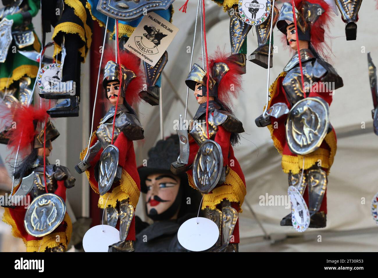 Puppets for sale in the Ballaro district of Palermo, Sicily Stock Photo