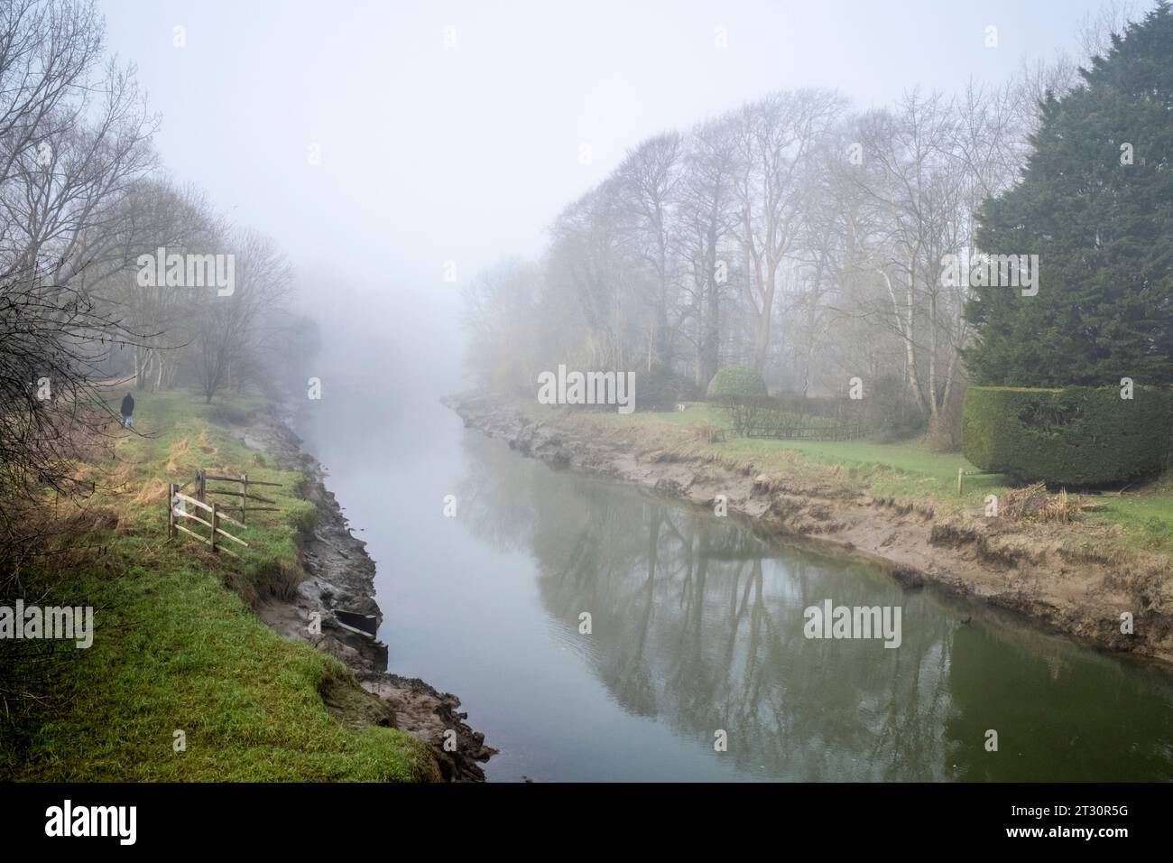 The River Ouse On A Misty Day, Lewes, East Sussex, UK. Stock Photo