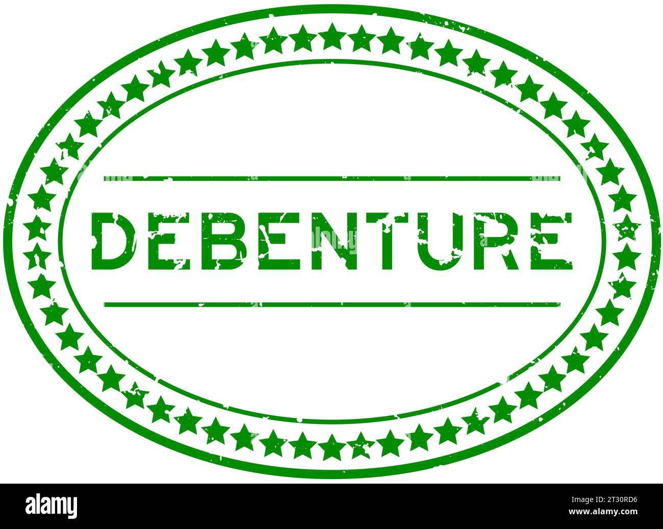 Grunge green debenture word oval rubber seal stamp on white background Stock Vector