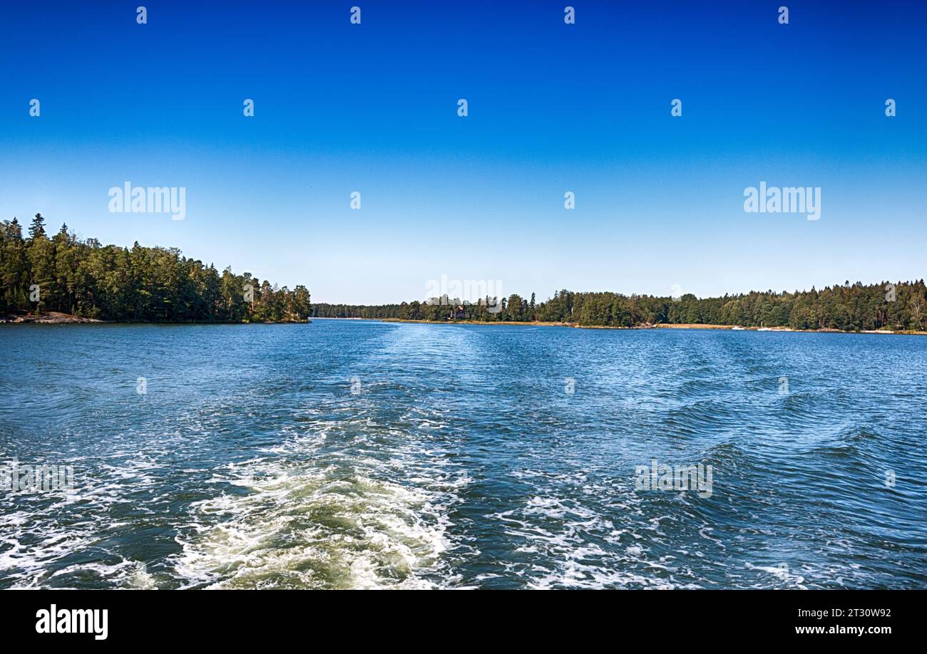 Beautiful archipelago around Helsinki, capital of Finland. HDR. Stock Photo