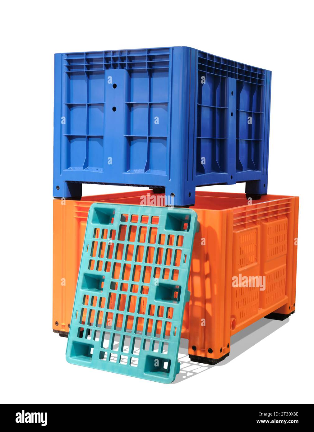 Plastic boxes for warehouse logistic concept, isolated on white