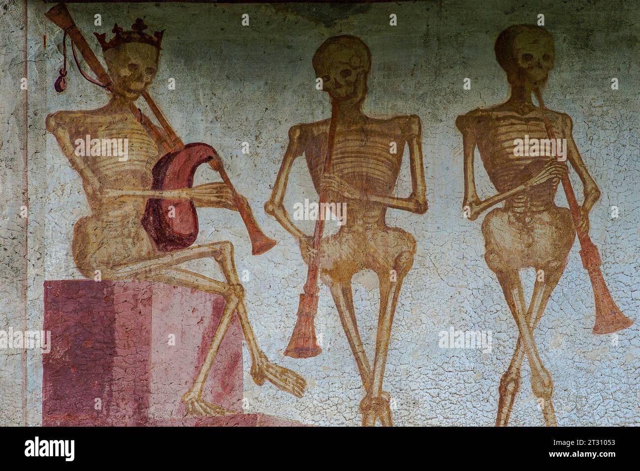 Trio of skeletons play musical instruments: Crowned Death plays the ...