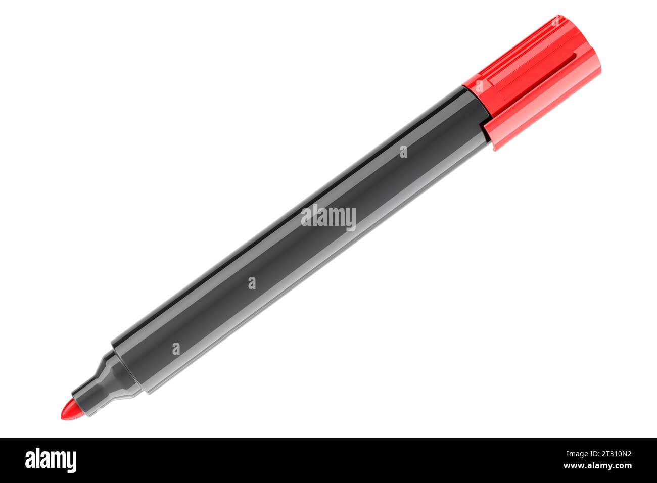 Red Permanent Marker, 3D rendering isolated on white background Stock