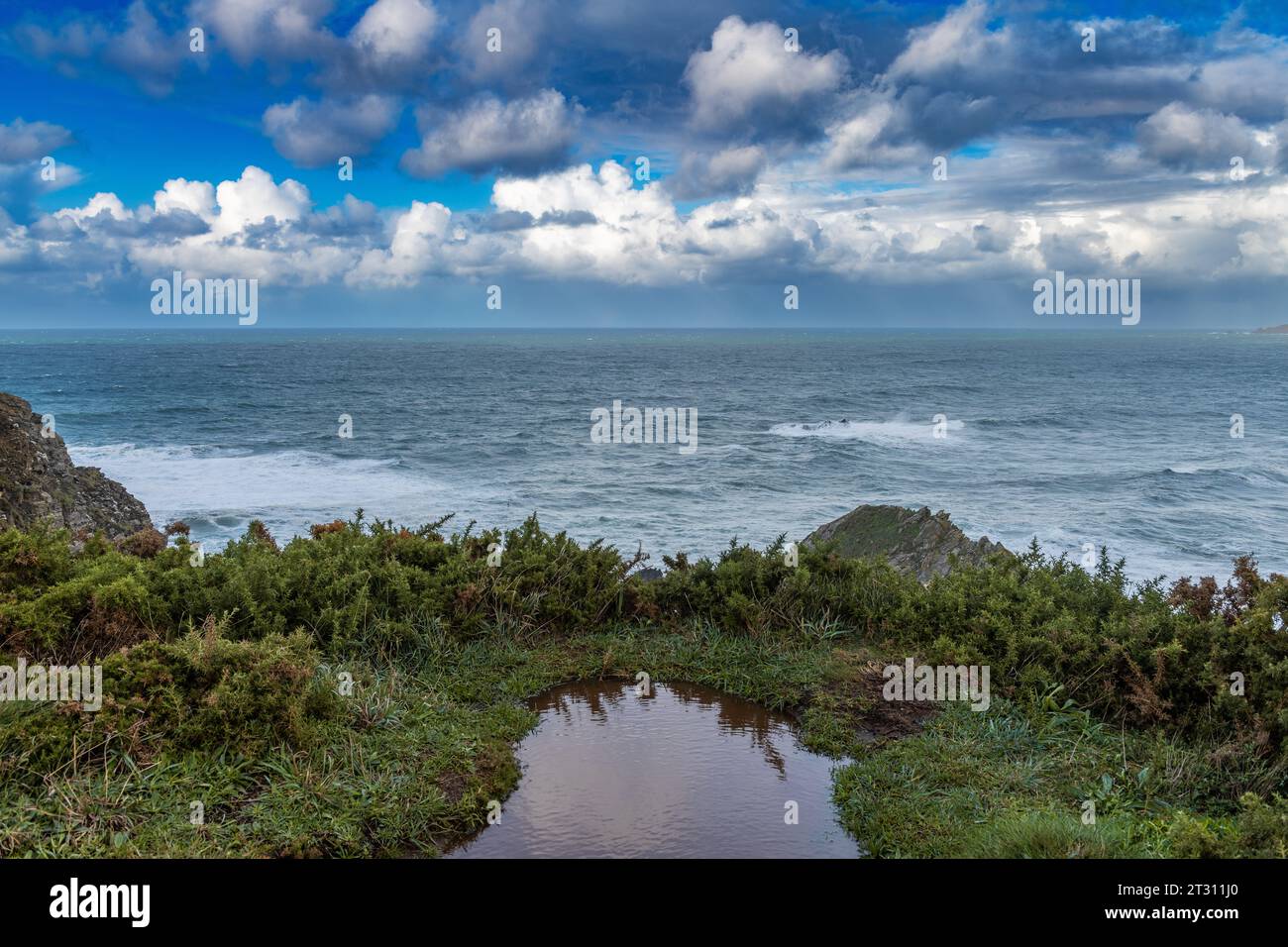 Rugged coastal landscape on the Ria de Ortigueira, Galicia, Spain Stock Photo