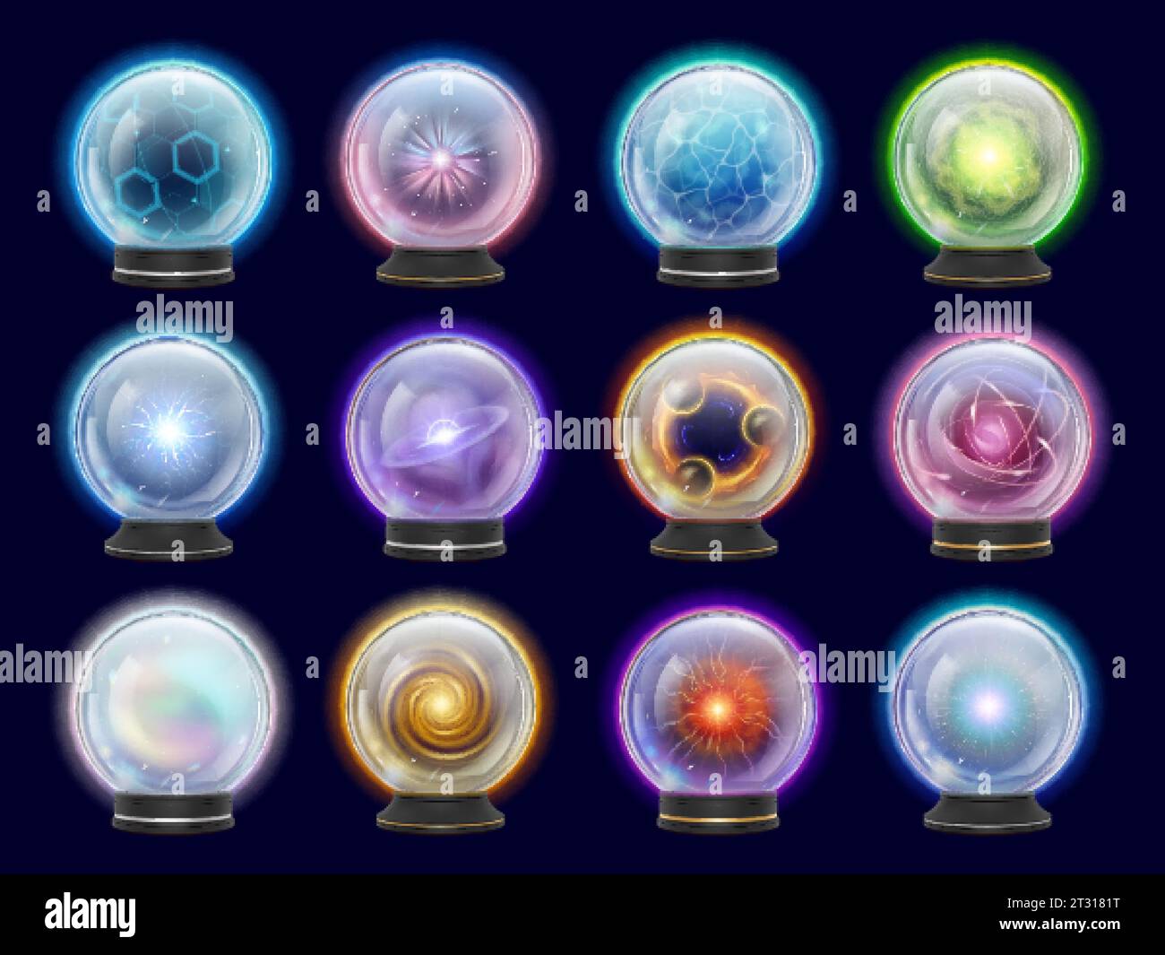 Magic crystal balls kit. Energy spheres, mystery fortune elements