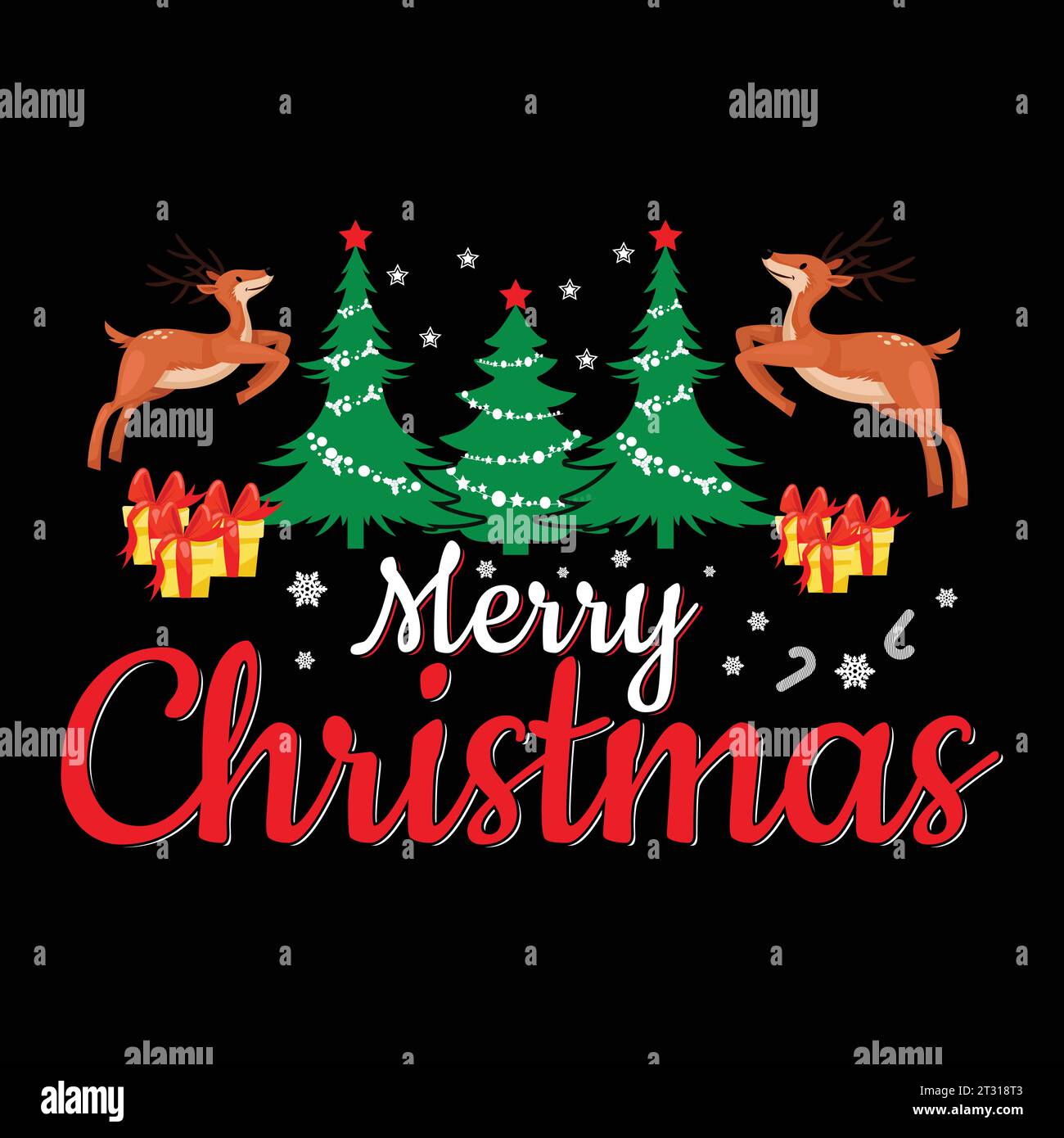 Merry Christmas Magic Tshirt Design with Festive Lettering Typography ...