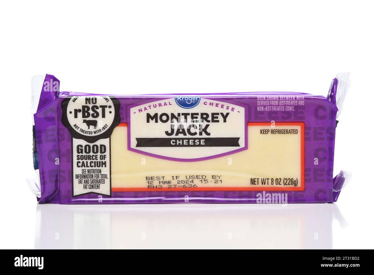 IRVINE, CALIFORNIA - 19 OCT 2023: A package of Kroger Monterey Jack Cheese. Stock Photo