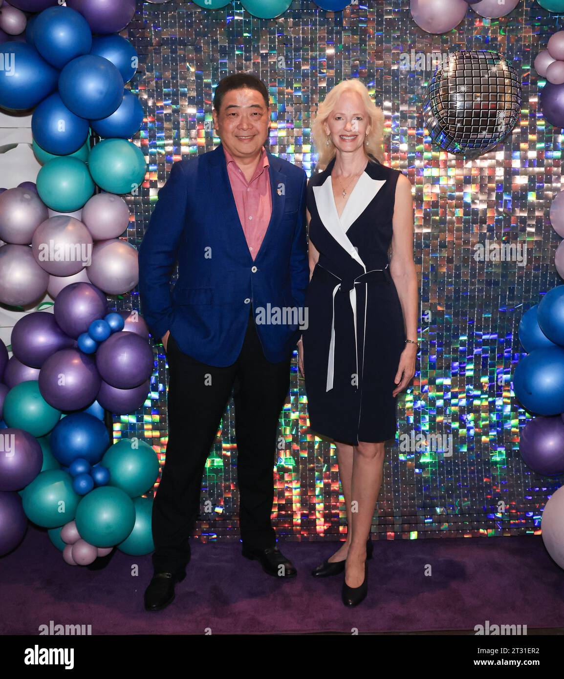 Newport Beach, California, USA. 18th October, 2023. TV host Joey Zhou and producer Kim Holland attending the screening of 'A Perfect Love' at the Newport Beach Film Festival in Newport Beach, California on October 18th, 2023.  Credit: Sheri Determan Stock Photo