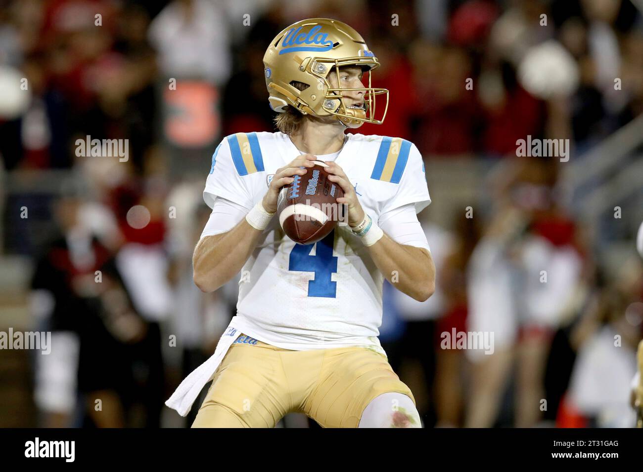 UCLA quarterback Ethan Garbers (4) throws during an NCAA college ...