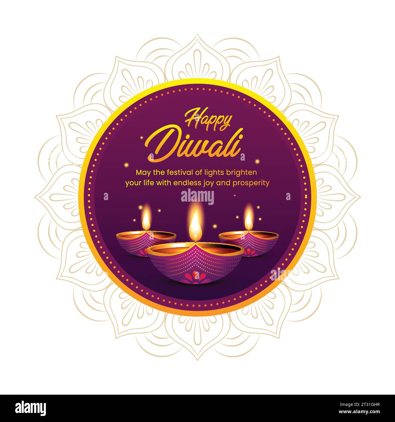 Metallic Gold Happy Diwali Letter Banner with Cutout Banner