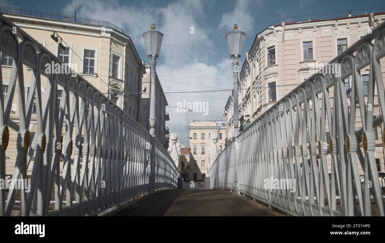 Beautiful view of ancient pedestrian bridge and ancient architecture of