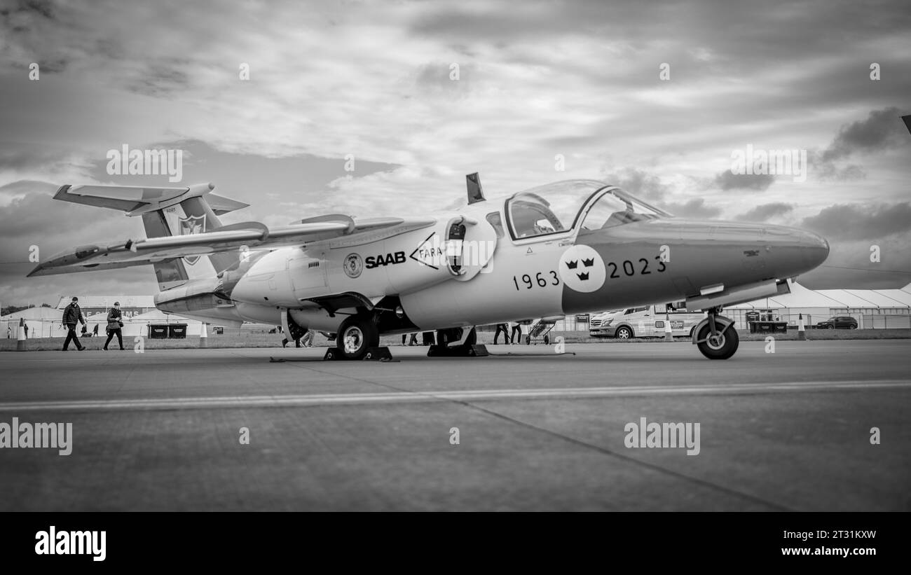 Swedish Air Force - Saab 105, on static display at the 2023 Royal International Air Tattoo. Stock Photo