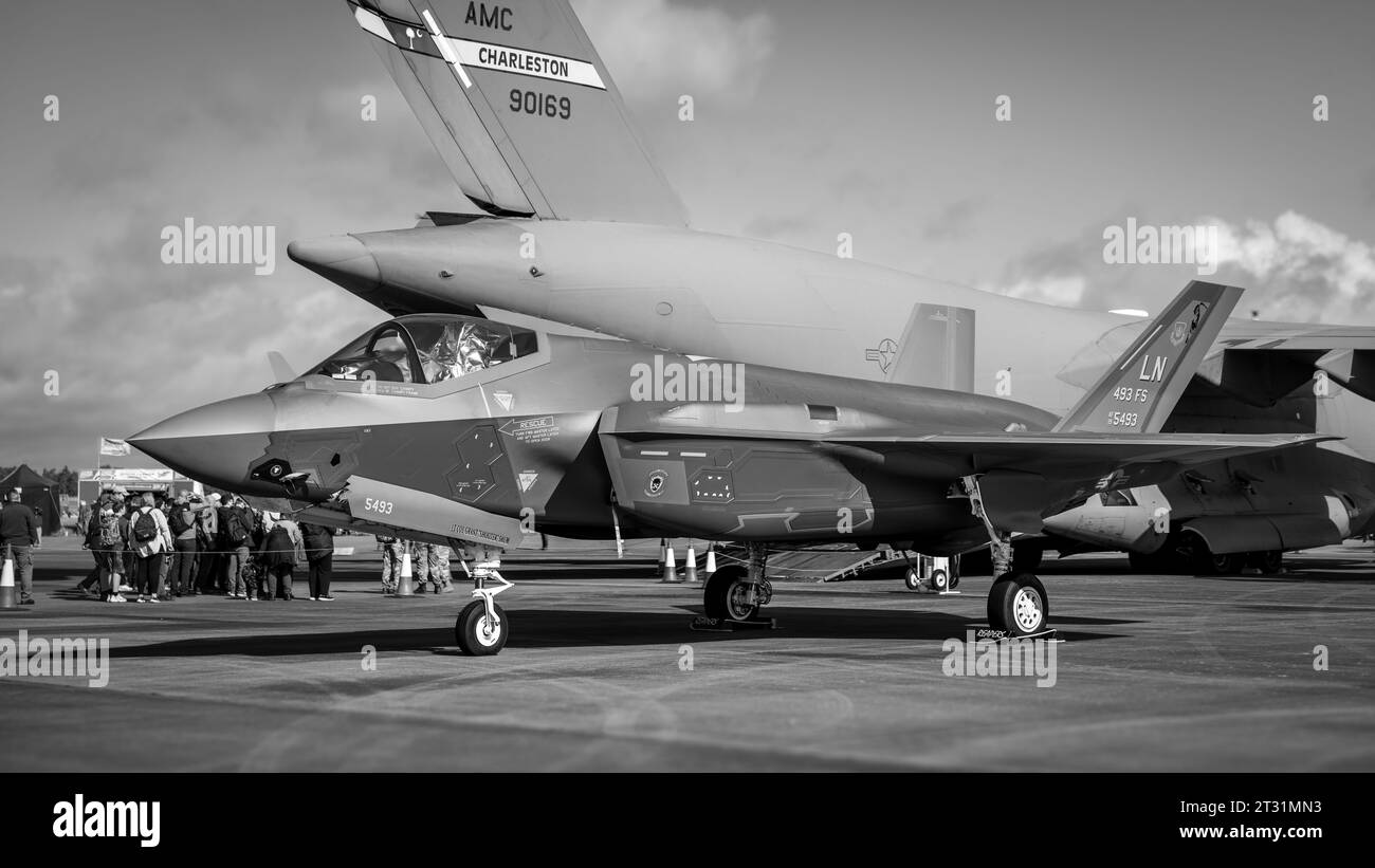 US Air Force - Lockheed Martin F-35 Lightning II, on static display at the 2023 Royal International Air Tattoo. Stock Photo