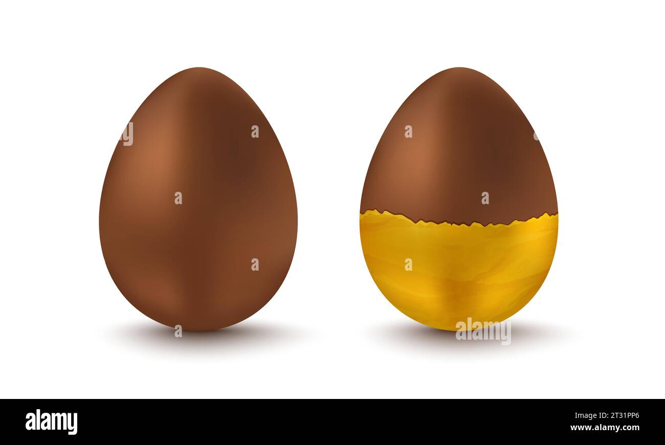 Vector set eggs for Easter. Golden and chocolate eggs for Easter. Vector egg. Stock Vector