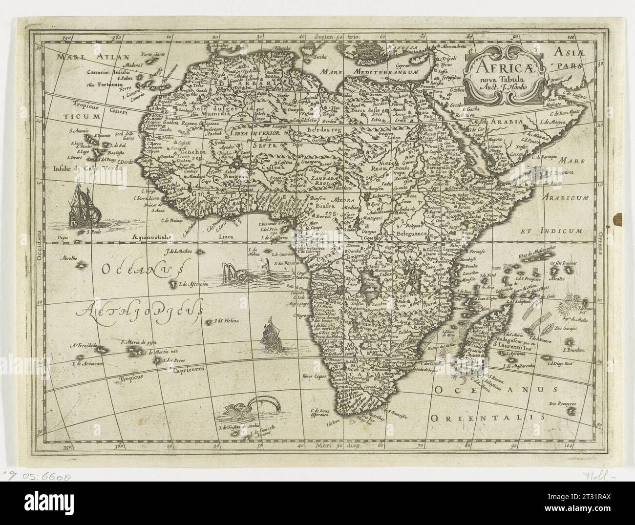 Kaart van Afrika, RP-P-1905-6608 Stock Photo