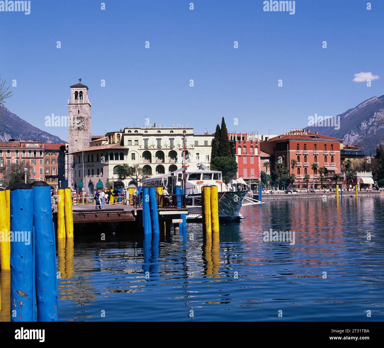 Italy. Trentino Alto Adige. Riva. Lake Garda waterfront buildings. Stock Photo
