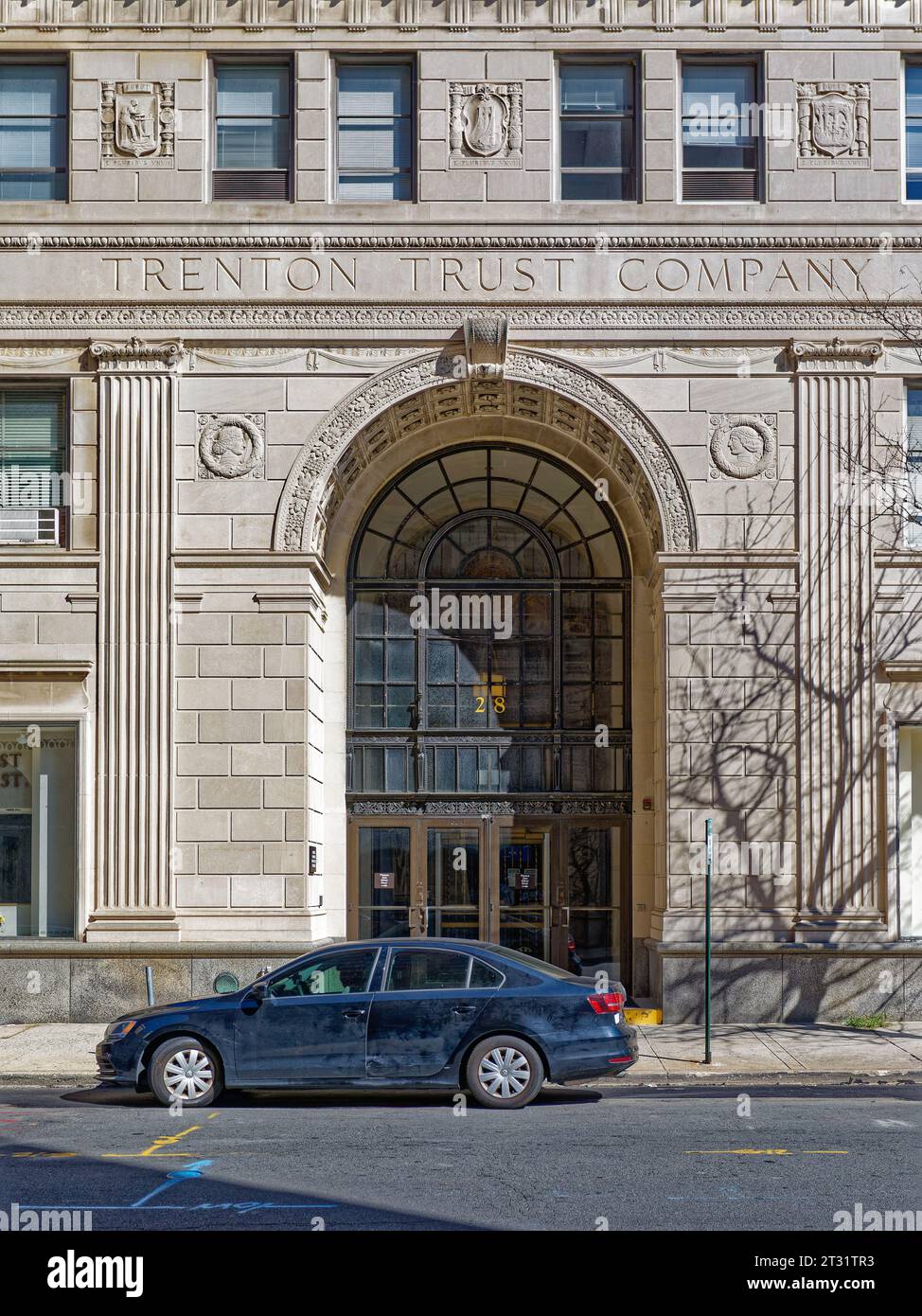 Downtown Trenton Trenton Trust Company is a landmark commercial highrise; the stoneclad