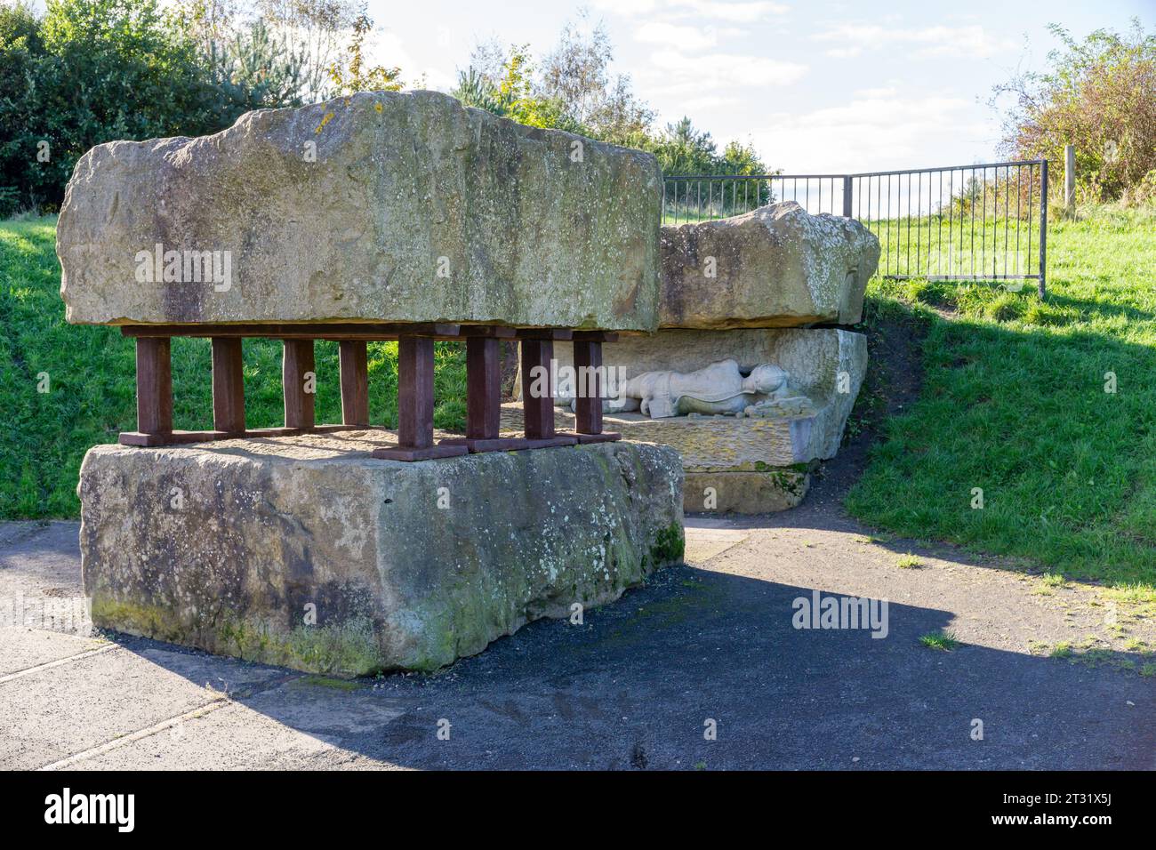 Artwork in Elba Park, Houghton le Spring, Sunderland, UK Miners