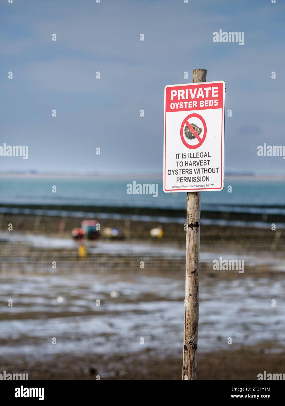 Editorial Use Only A sign enforcing the message private oyster beds