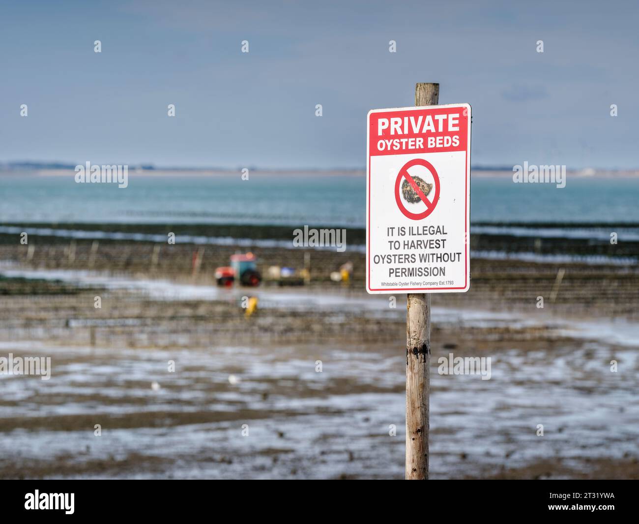 Editorial Use Only A sign enforcing the message private oyster beds