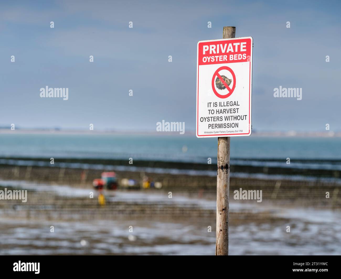 Editorial Use Only A sign enforcing the message private oyster beds