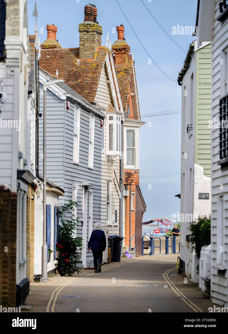 Editorial Use Only The side street Sea Wall featuring weatherboarded