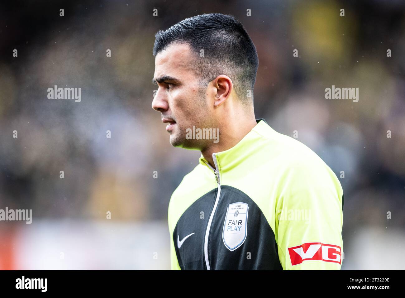 Lillestrom, Norway. 22nd Oct, 2023. Referee Rohit Saggi is warming up