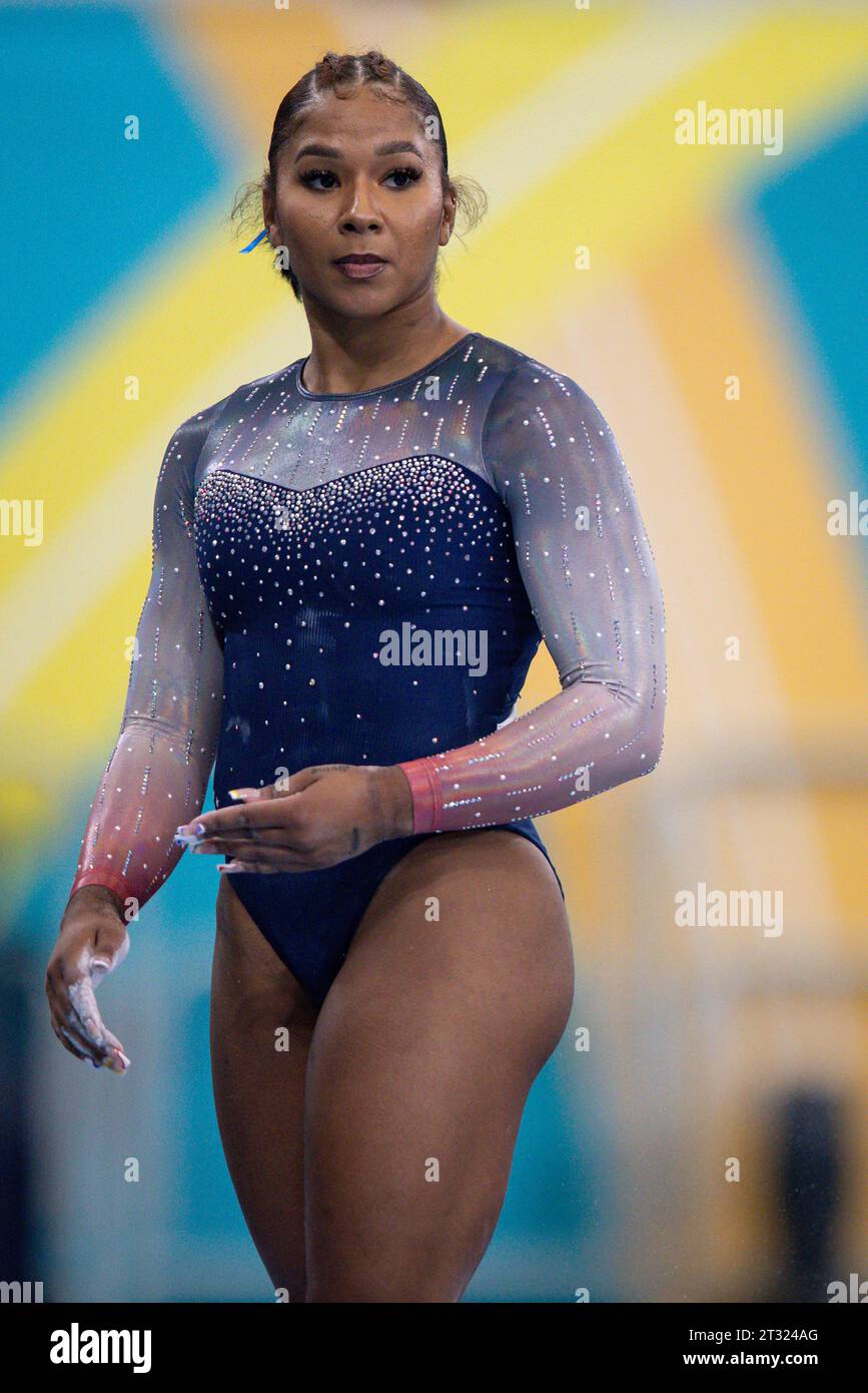 Santiago, Chile. 22nd Oct, 2023. North American gymnast CHILES Jordan