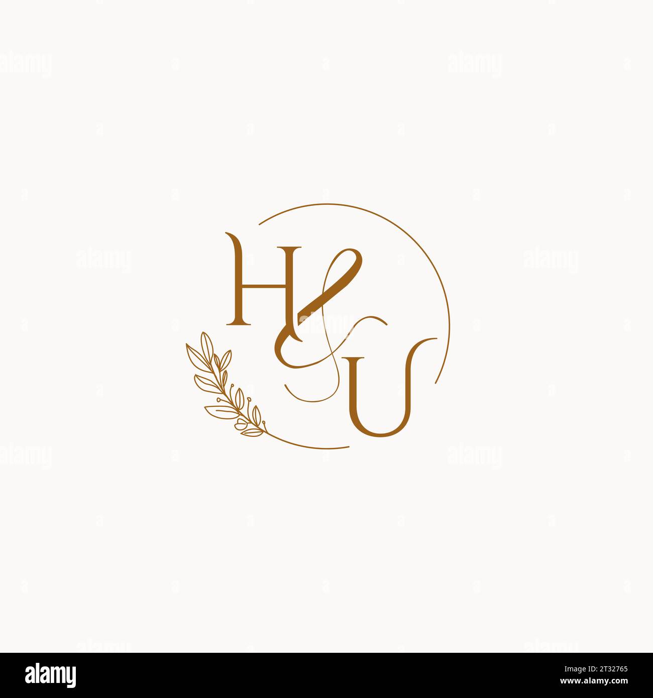 HU initial wedding monogram logo design ideas Stock Vector